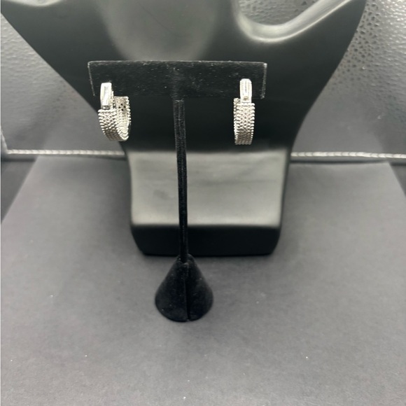 Elegant Sterling Silver Hoop Earrings - Picture 2 of 3